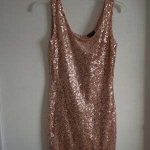 Rose Pink Sparkly Sequin  Homecoming Dress